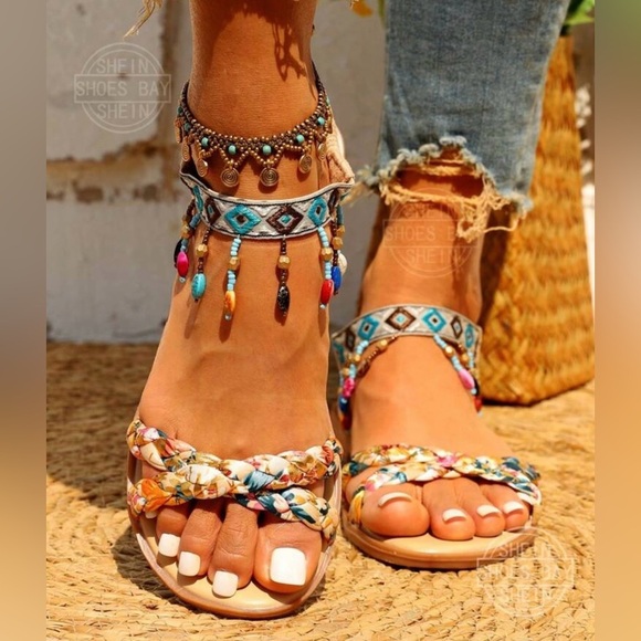Colorful Beaded Women's Sandals - Picture 3 of 8